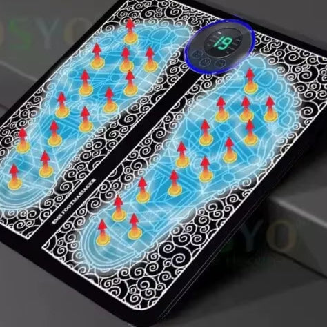 EMS Pulse Foot Massger Sole Massage Pad Current Stimulation 8 Modes 19 Level Electric EMS Foot Massager Pad Relax Feet Leg