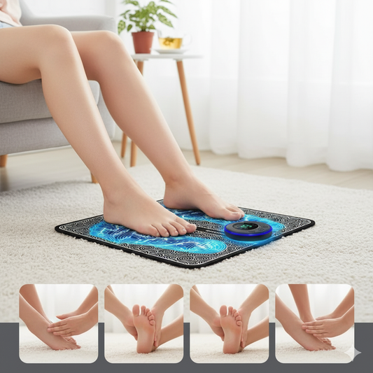 🦶 StepEase™ – משטח עיסוי רפלקסולוגי EMS חשמלי נטען + שלט